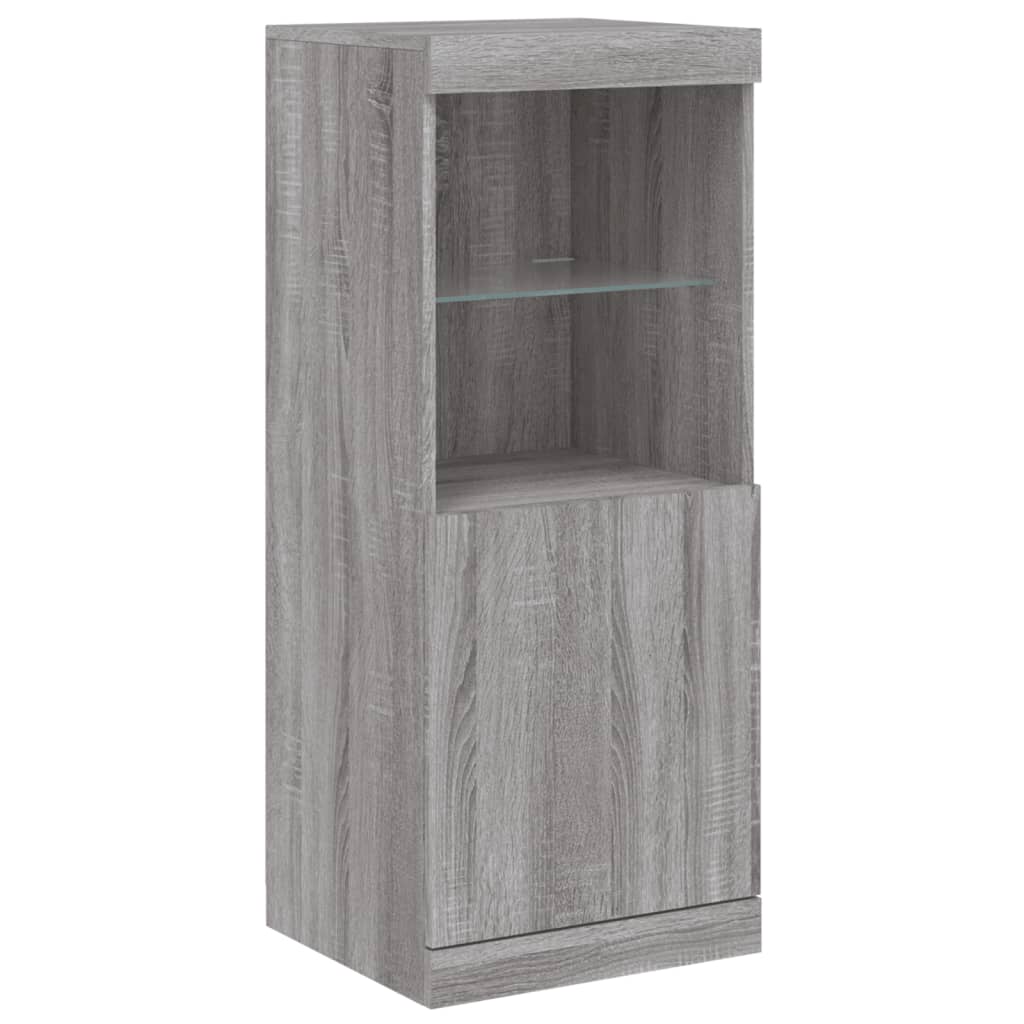 Sideboard with LED Lights Grey Sonoma 41x37x100 cm