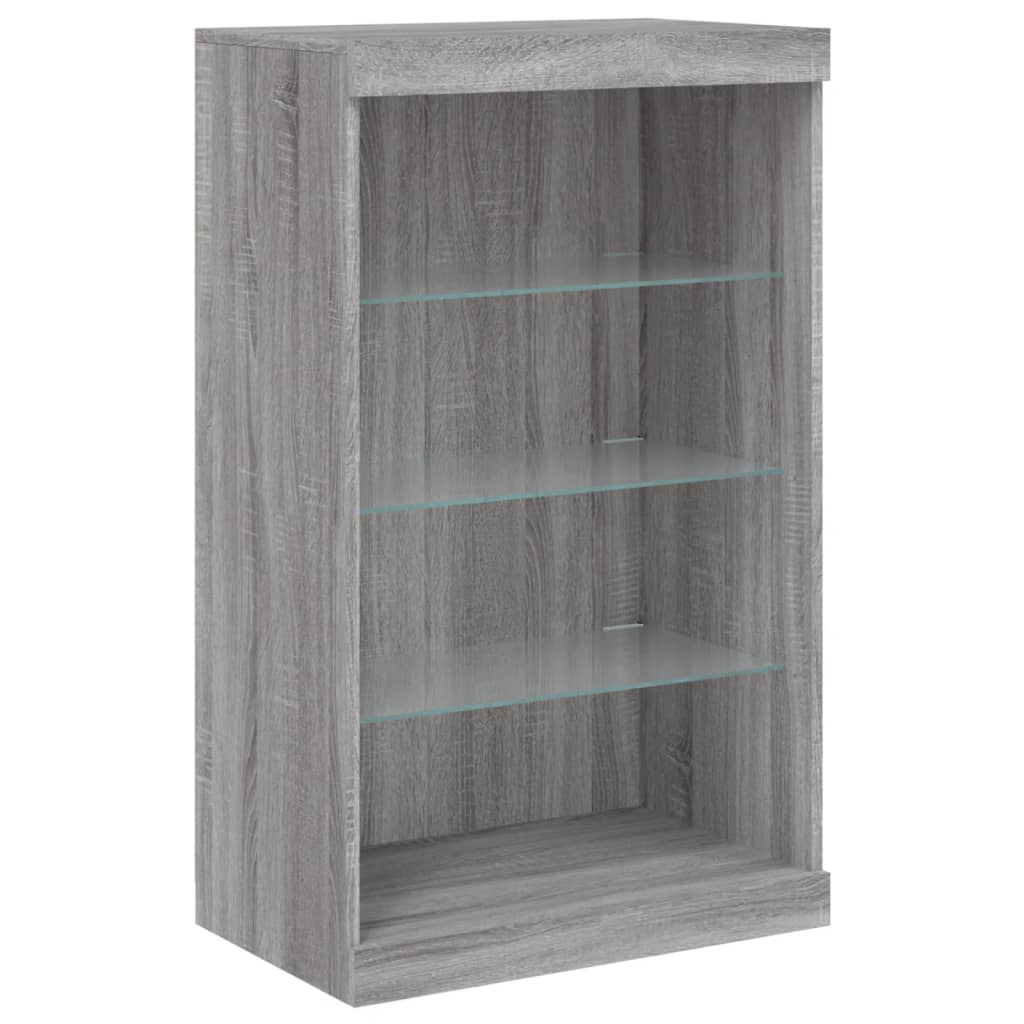 Sideboard with LED Lights Grey Sonoma 60.5x37x100 cm