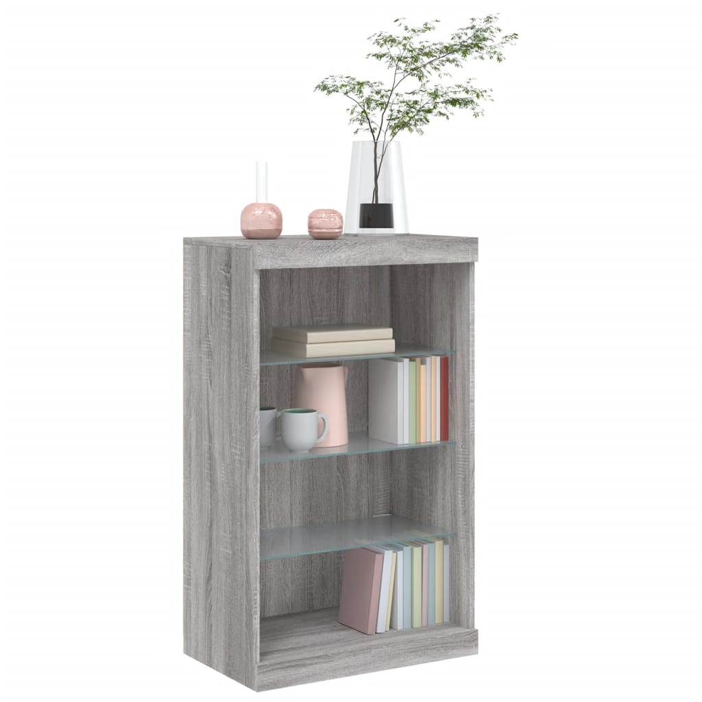 Sideboard with LED Lights Grey Sonoma 60.5x37x100 cm