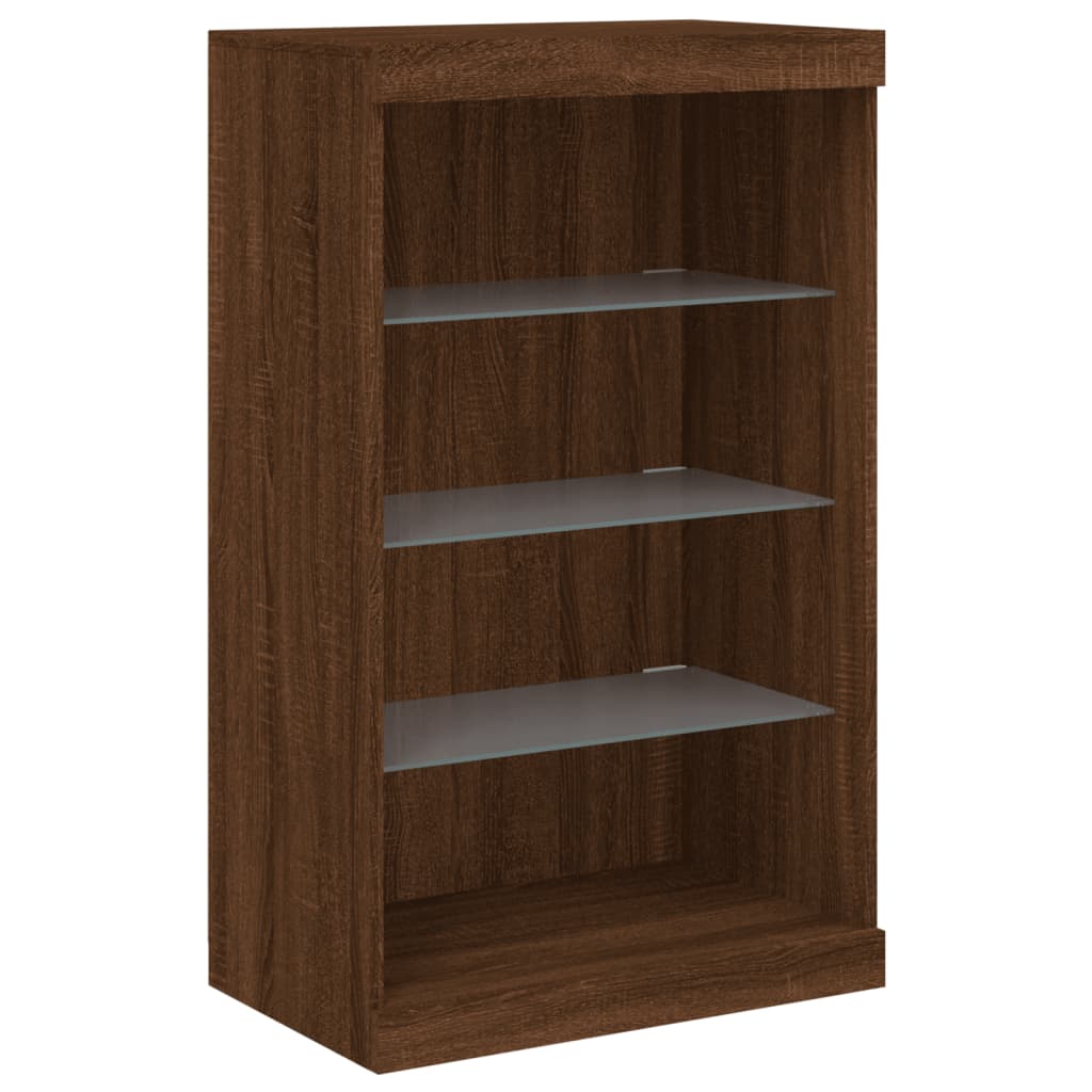 Sideboard with LED Lights Brown Oak 60.5x37x100 cm