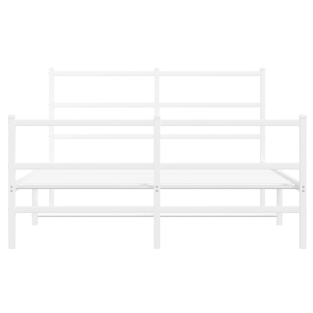 Metal Bed Frame without Mattress with Footboard White 140x200cm
