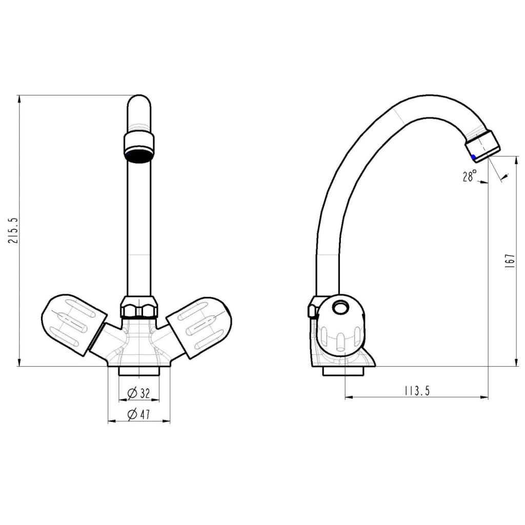 SCHÜTTE 2-Handle Sink Mixer PERUZZI Low Pressure Chrome