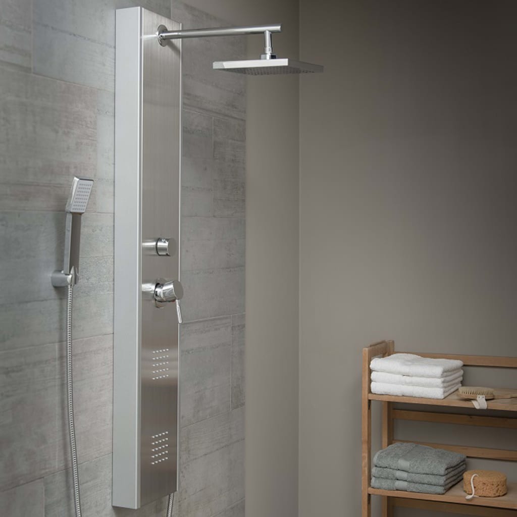 SCHÜTTE Shower Panel with Single Lever Mixer TAHITI Stainless Steel