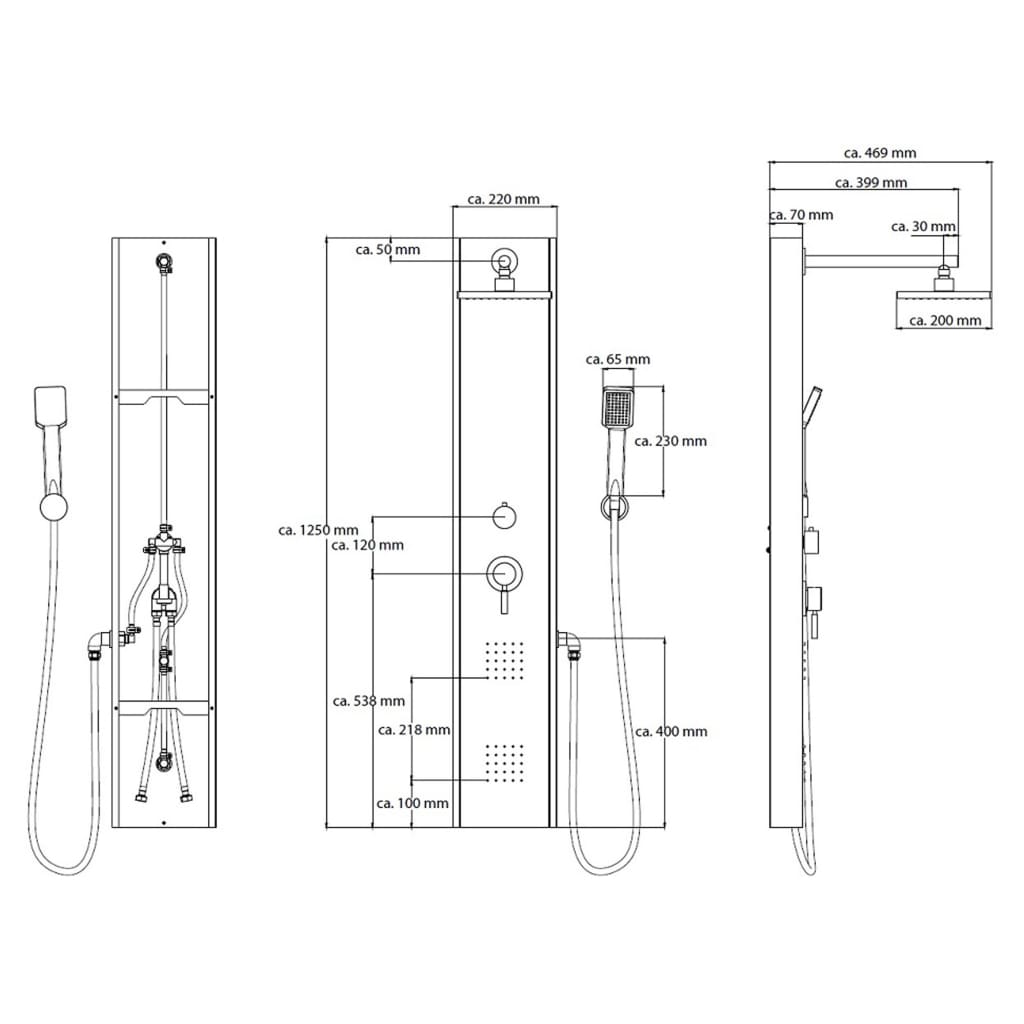 SCHÜTTE Shower Panel with Single Lever Mixer TAHITI Stainless Steel