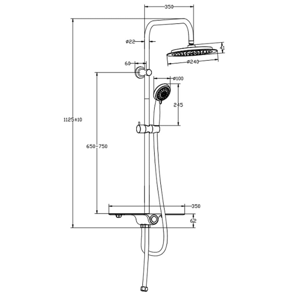 SCHÜTTE Overhead Shower Set with Tray AQUASTAR White-Chrome