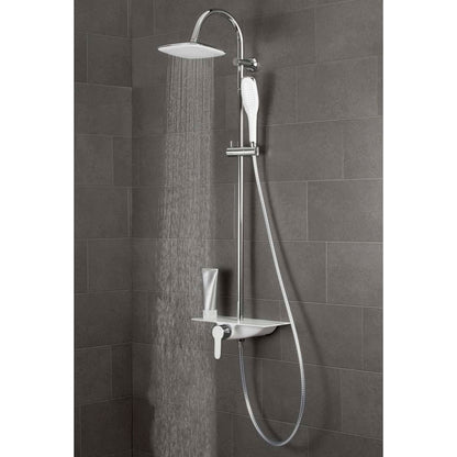 SCHÜTTE Overhead Shower Set with Single Lever Mixer and Tray WATERWAY Chrome-White