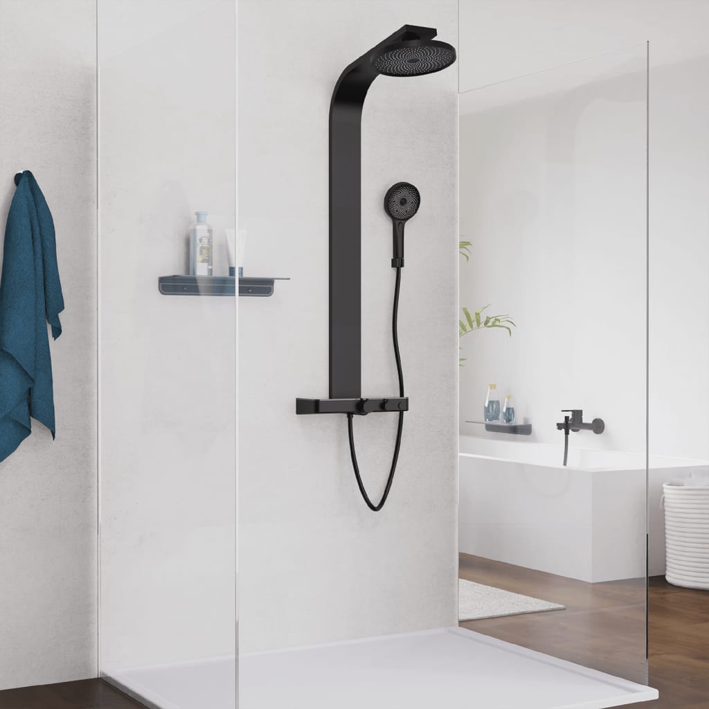 SCHÜTTE Overhead Shower Set with Thermostatic Tray SAMOA RAIN Matte Black