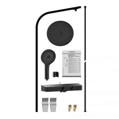 SCHÜTTE Overhead Shower Set with Thermostatic Tray SAMOA RAIN Matte Black