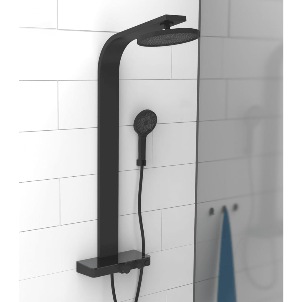 SCHÜTTE Overhead Shower Set with Thermostatic Tray SAMOA RAIN Matte Black