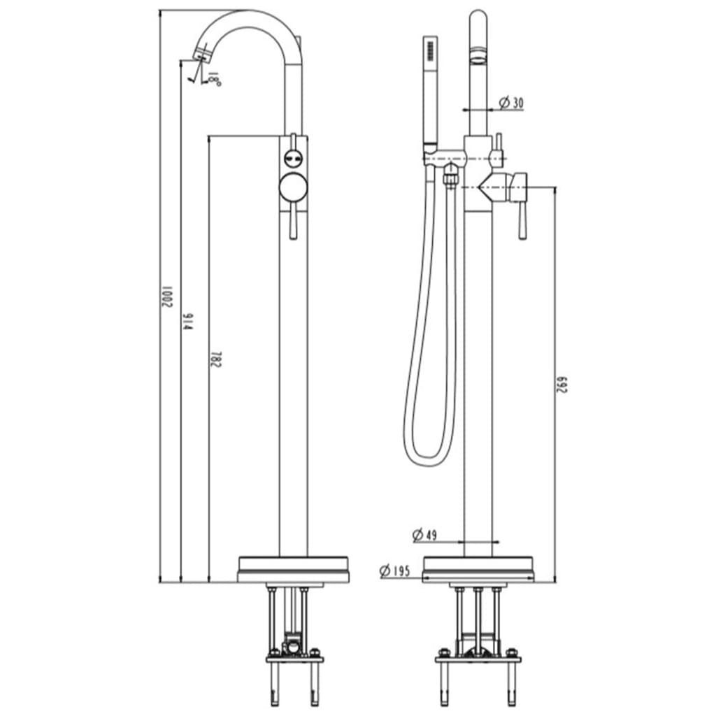 SCHÜTTE Bath Shower Mixer Tap with Shower Set CORNWALL Chrome