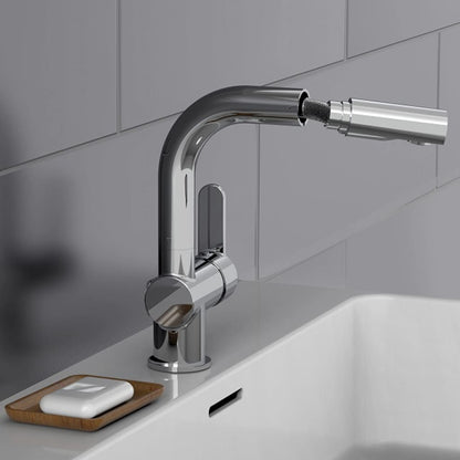 SCHÜTTE Basin Mixer with Pull-Out Spray LONDON Chrome