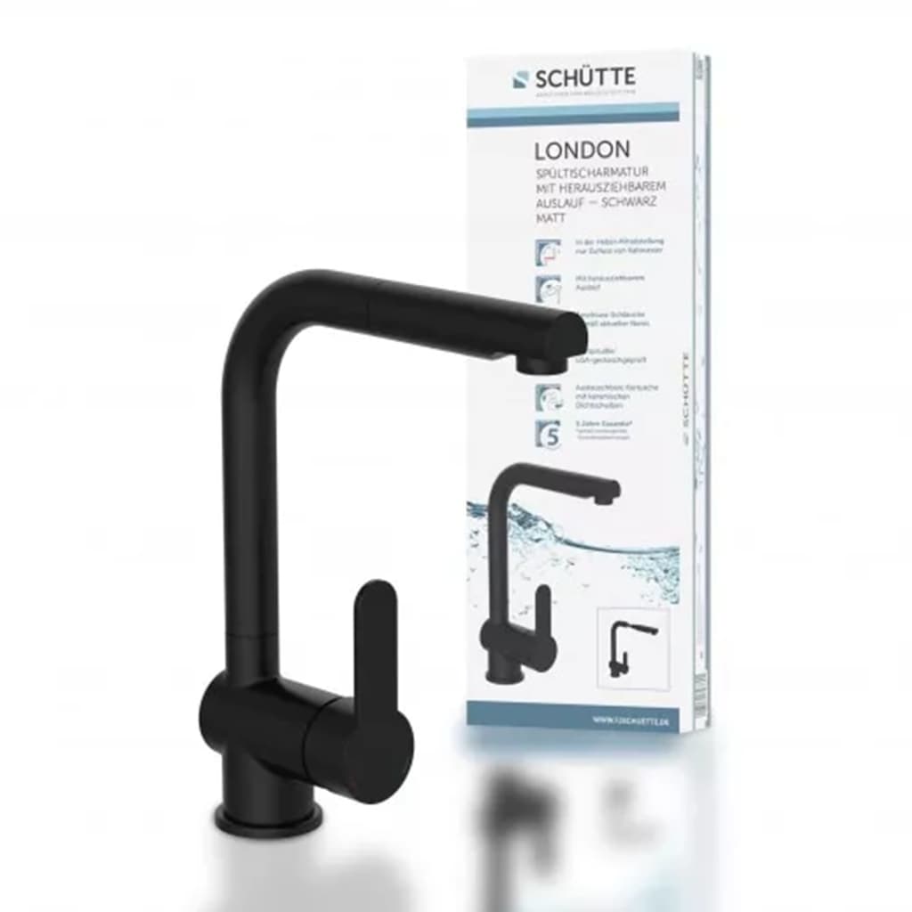 SCHÜTTE Kitchen Mixer Tap with Pull-out Spout LONDON Matte Black