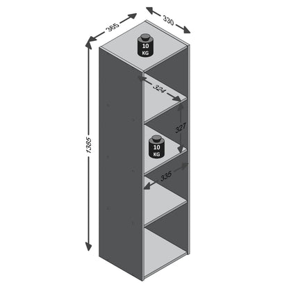 FMD Standing Shelf with 4 Compartments White