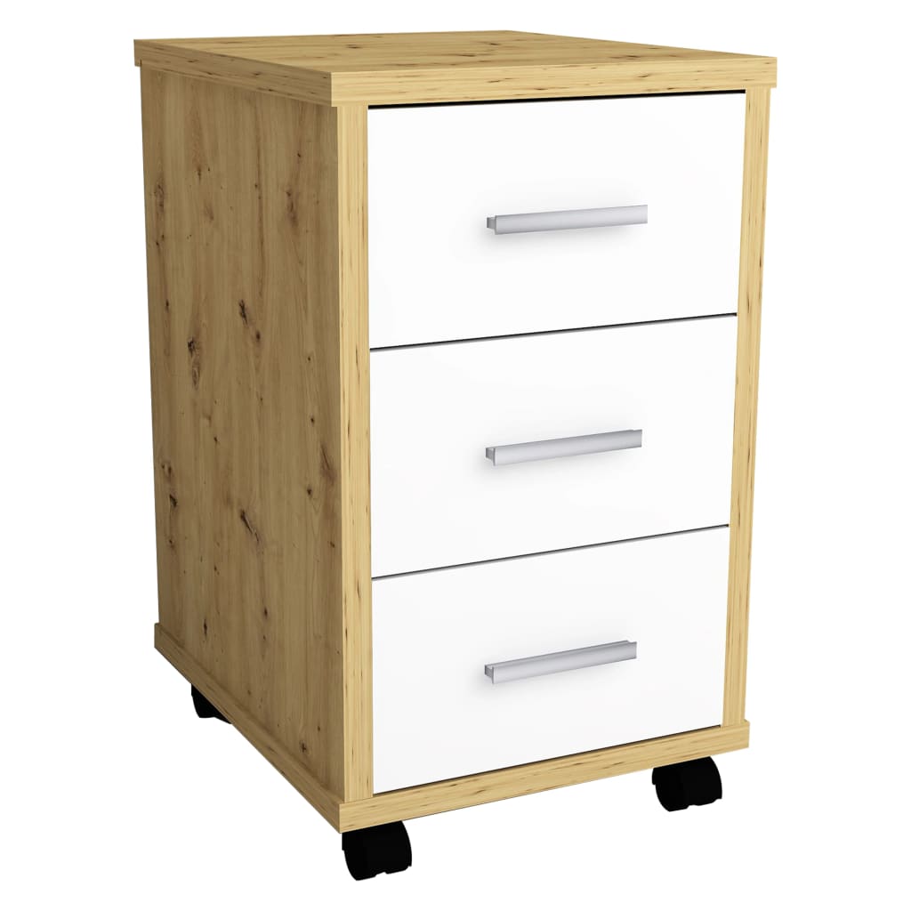 Mobile Drawer Cabinet Artisan Oak Brilliant White