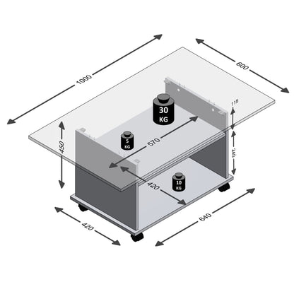 FMD Coffee Table with Castors Concrete Grey and White