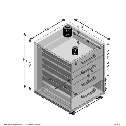 FMD Mobile Drawer Cabinet 48x49.5x65.5 cm Oak