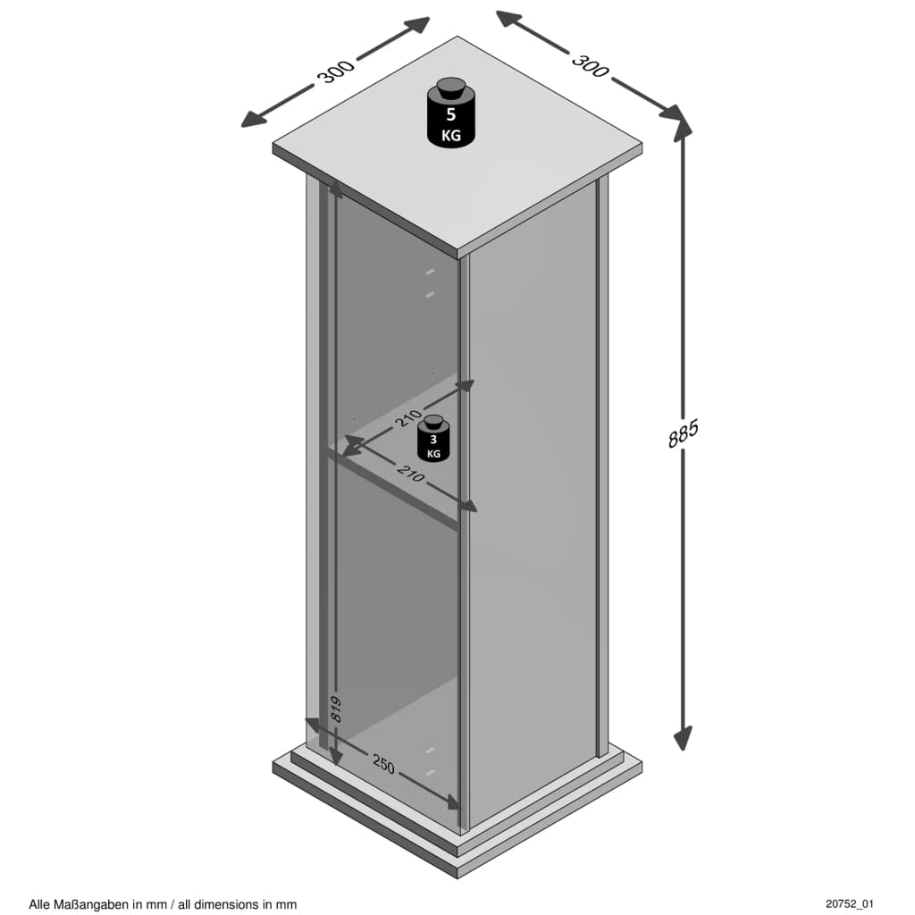 FMD Accent Table with Door 88.5 cm Grey