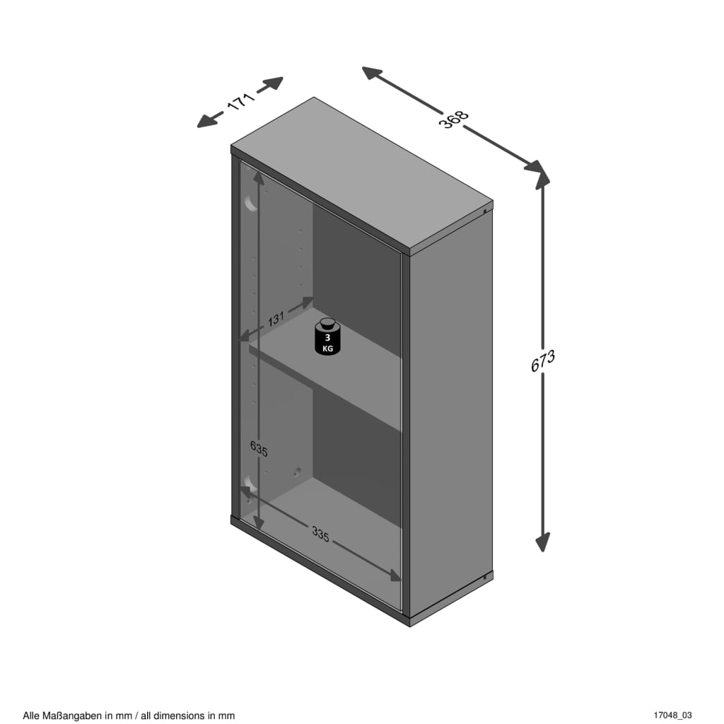 FMD Wall-mounted Bathroom Cabinet 36.8x17.1x67.3 cm White