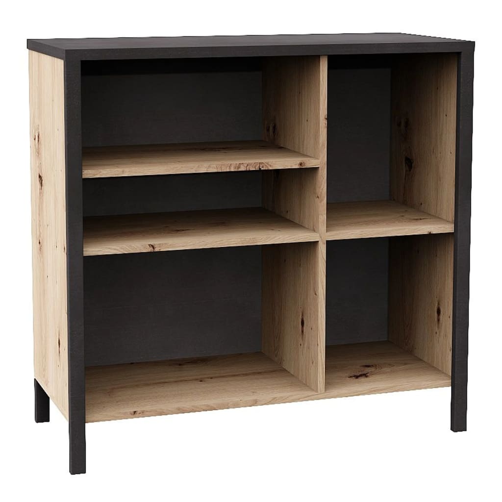 FMD Dresser with 5 Open Compartments Artisan Oak Steel Dark