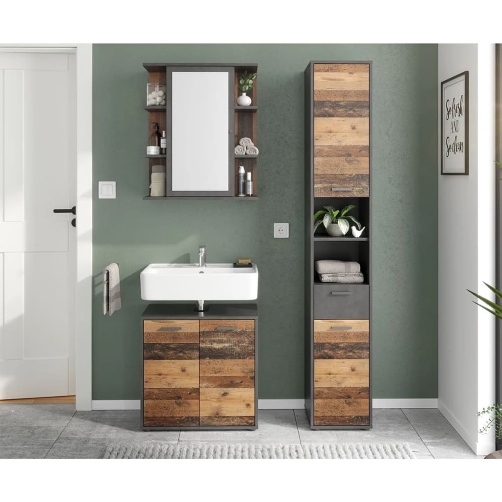 FMD Bathroom Sink Cabinet with 2 Doors Matera Old Style Dark