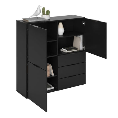 FMD Dresser with 3 Doors and 3 Drawers Black