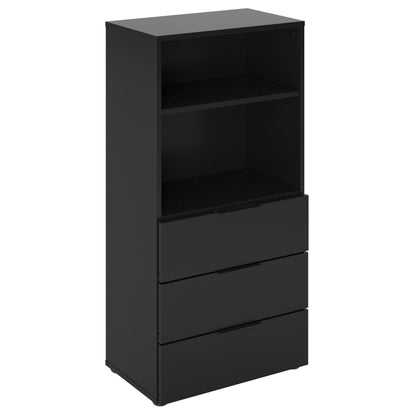 FMD Dresser with 3 Drawers and Open Shelving Black