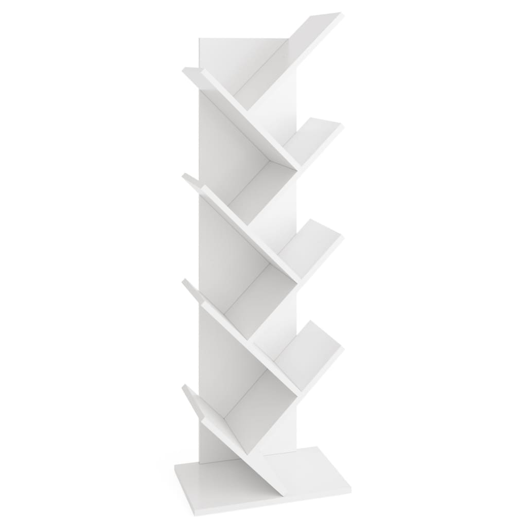 FMD Standing Geometric Bookshelf White