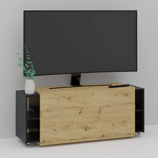 TV Unit Cabinet 194.5x39.9x49.2 cm Artisan Oak and Black