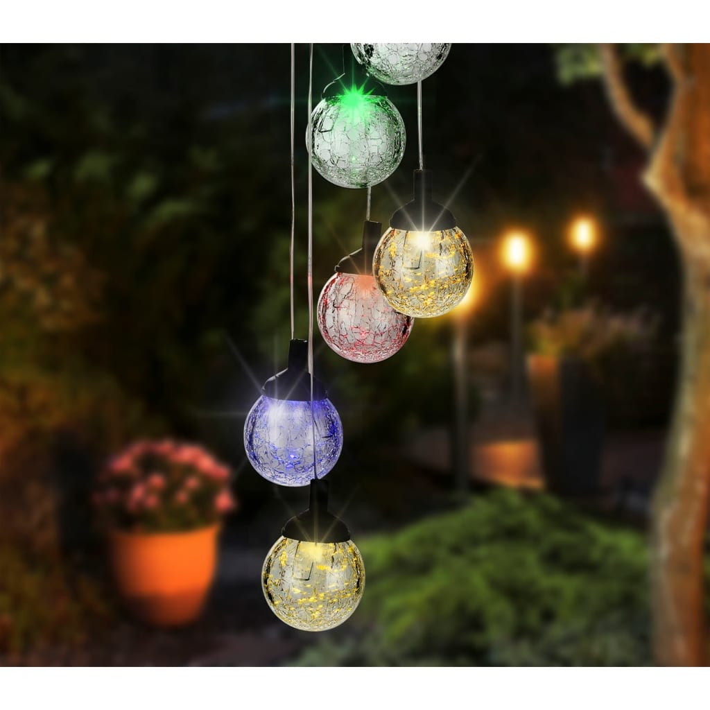 HI Solar LED Deco-Light Crackle Glass 6 Bulbs