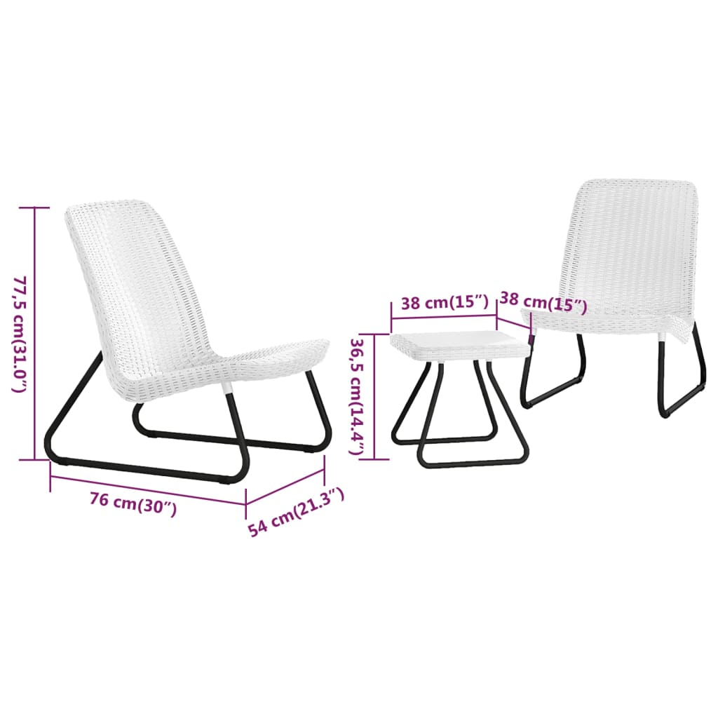 Patio Furniture Set 3 Pieces Rio White 218155