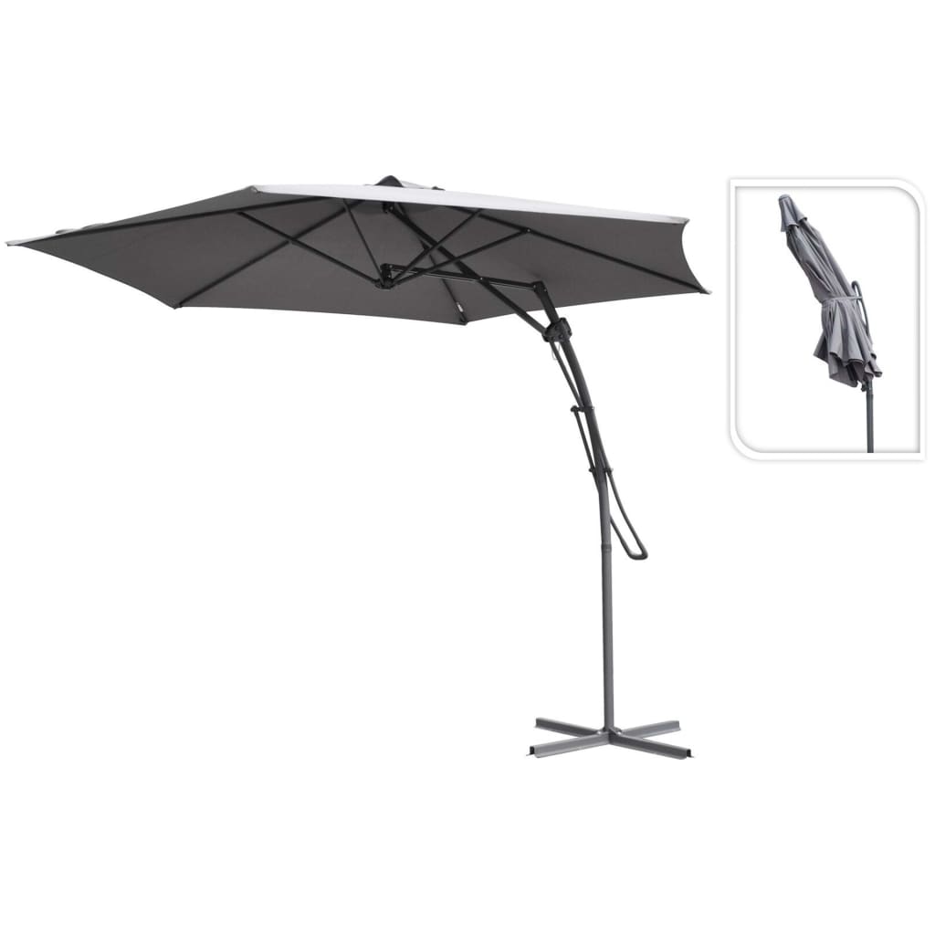 ProGarden Garden Parasol 250 cm Half Round Charcoal