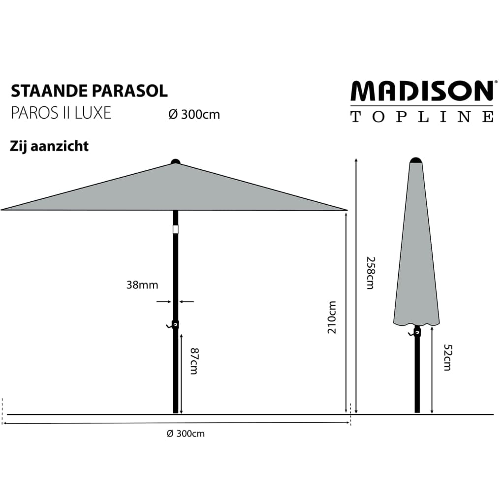 Madison Garden Parasol Paros II Luxe 300 cm Light Grey