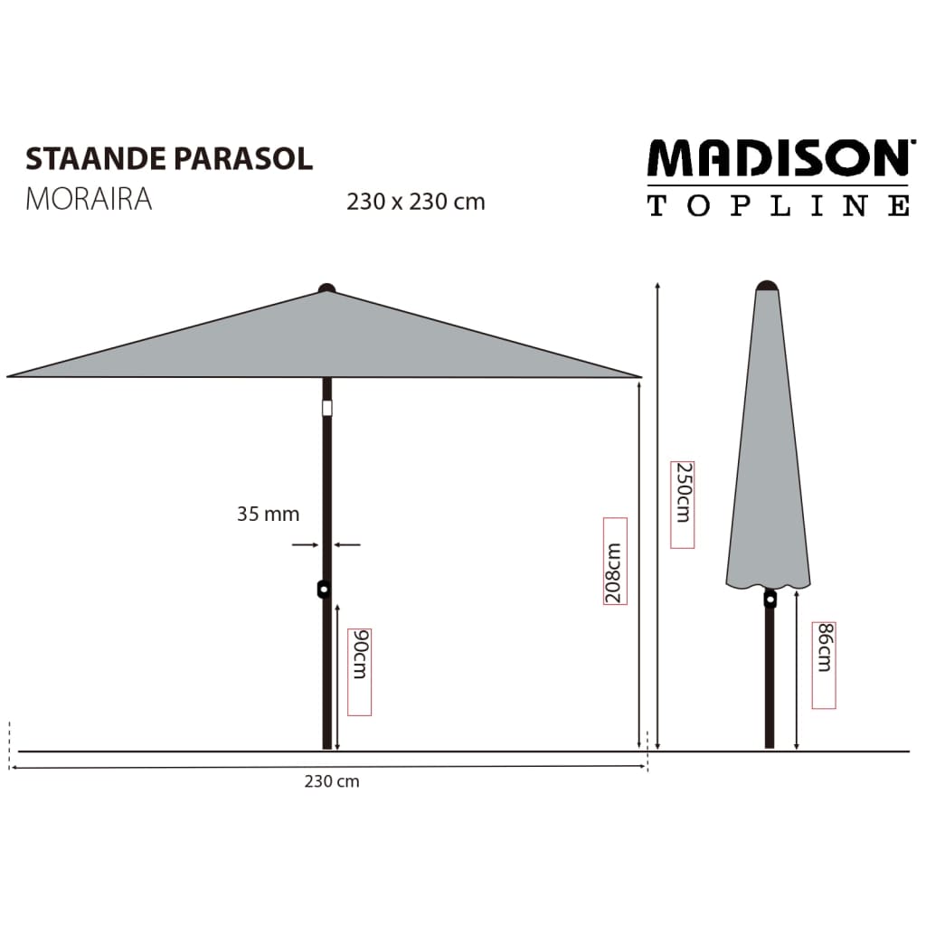 Madison Garden Parasol Mykanos 250 cm Green