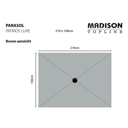 Madison Garden Parasol Patmos Luxe Rectangle 210x140 cm Light Grey