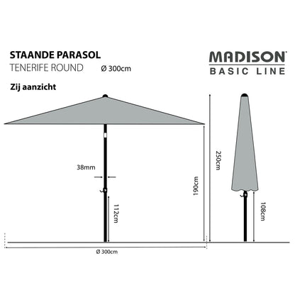 Madison Garden Parasol Tenerife 300 cm Round Ecru