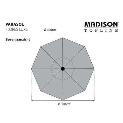 Madison Garden Parasol  Flores Luxe 300 cm Round Grey