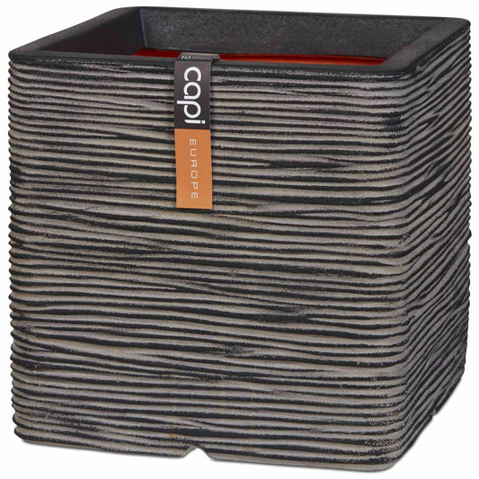 Capi Planter Nature Rib Square 30x30 cm Anthracite KOFZ902