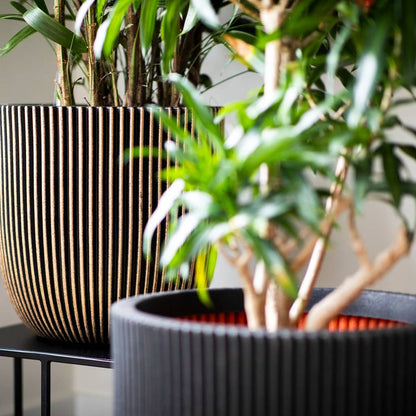 Capi Planter Groove 35x34 cm Black and Gold