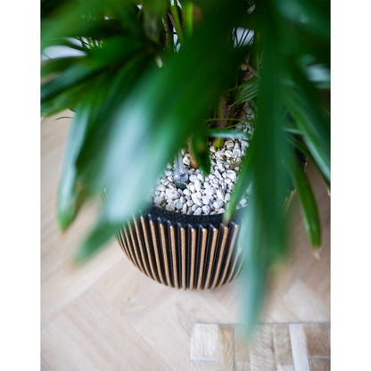 Capi Planter Groove 35x34 cm Black and Gold