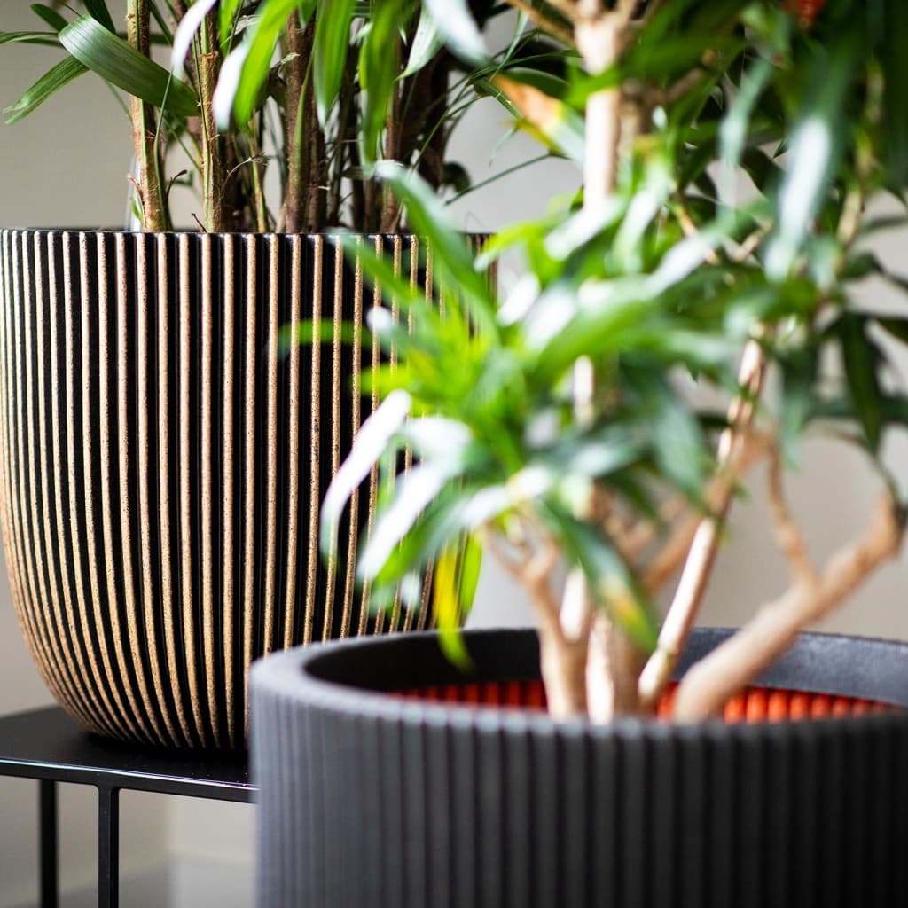 Capi Planter Groove 43x41 cm Black and Gold