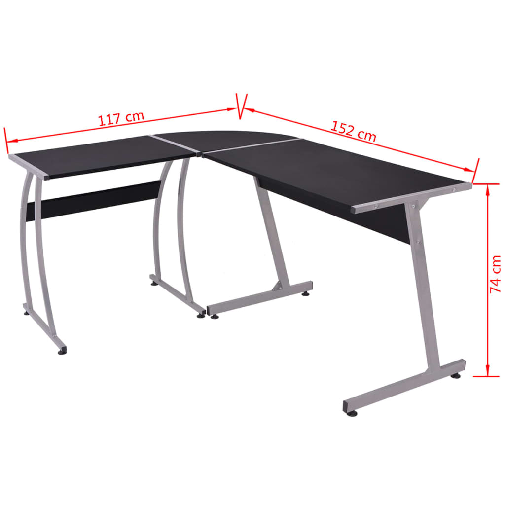 Corner Desk L-Shaped Black