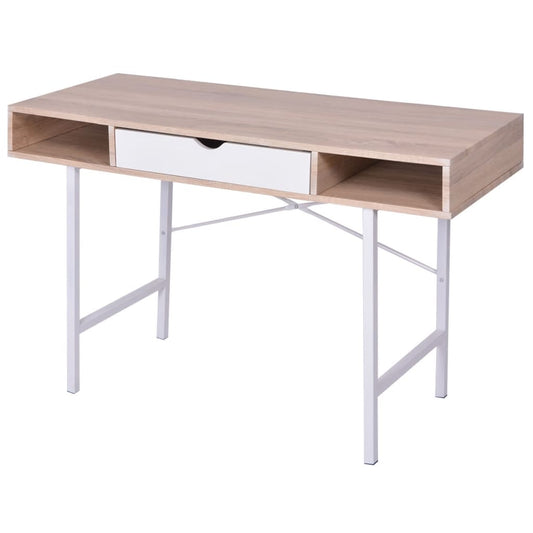 Desk with 1 Drawer Oak and White