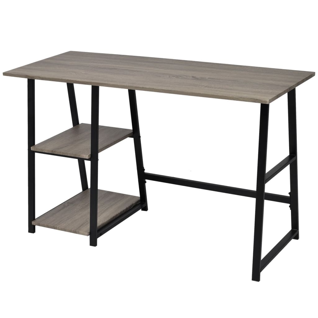 Desk with 2 Shelves Grey and Oak