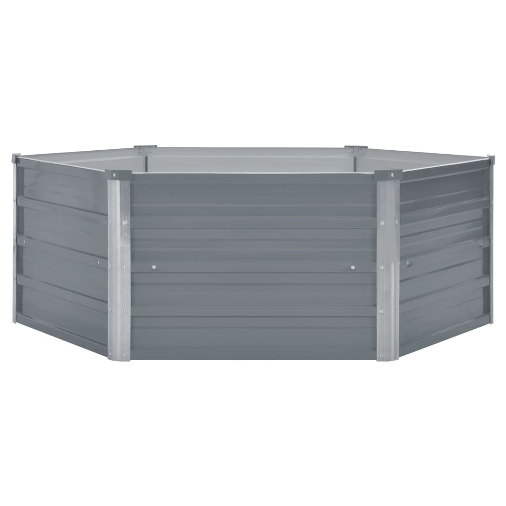 Raised Garden Bed 129x129x46 cm Galvanised Steel Grey