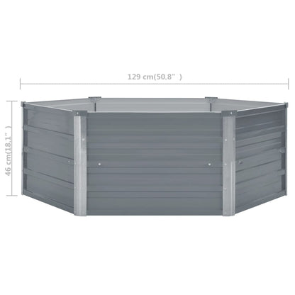 Raised Garden Bed 129x129x46 cm Galvanised Steel Grey