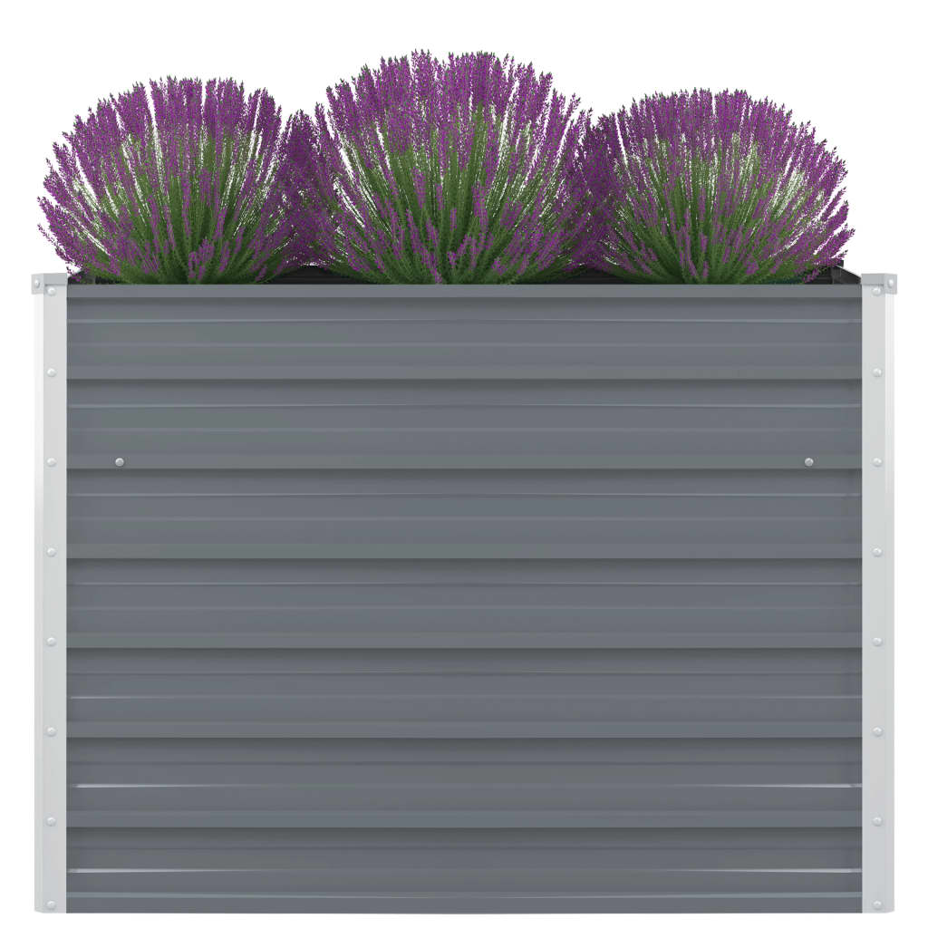 Raised Garden Bed 100x100x77 cm Galvanised Steel Grey