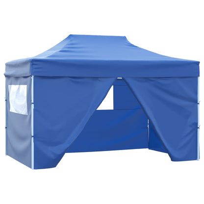 Foldable Tent Pop-Up with 4 Side Walls 3x4.5 m Blue