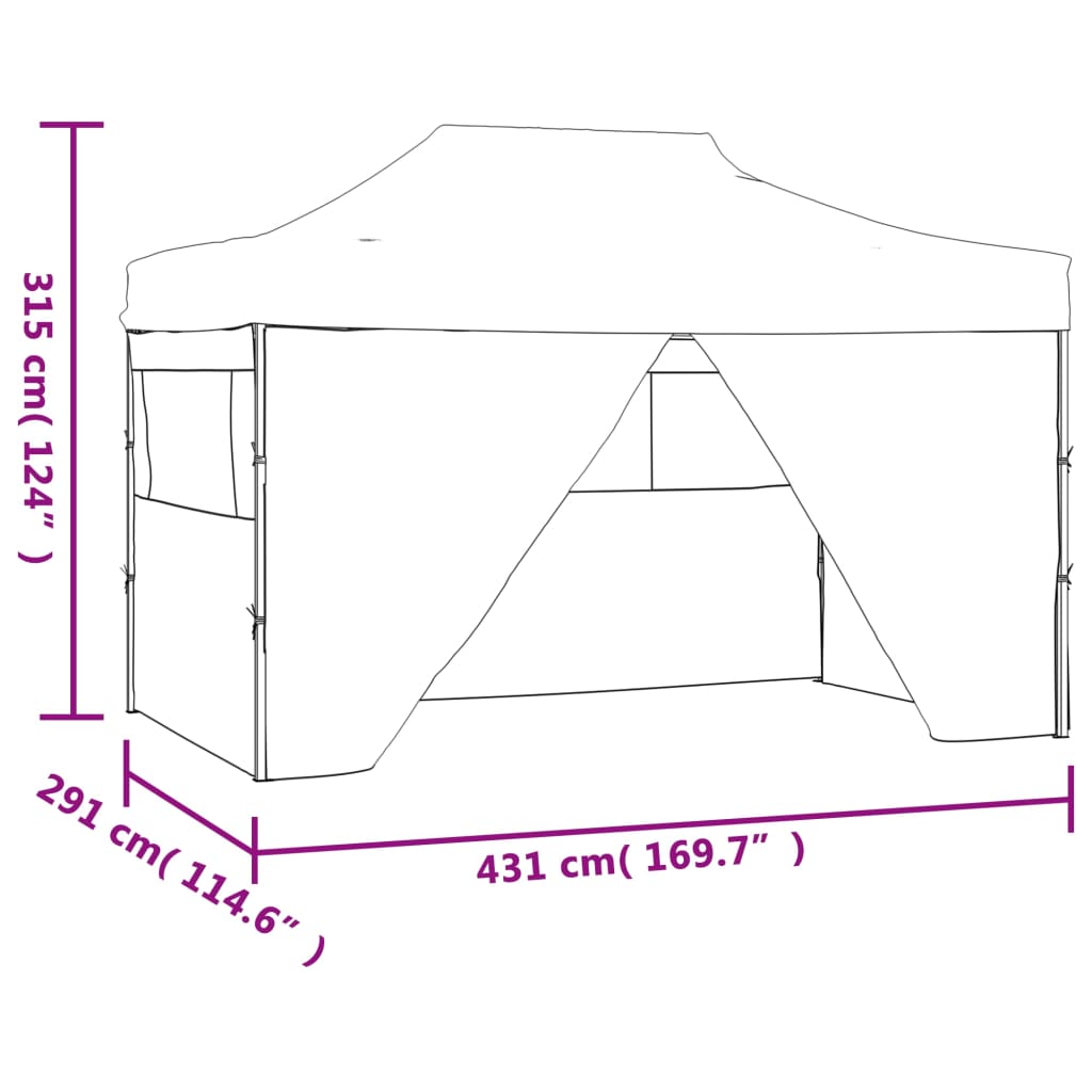 Foldable Tent Pop-Up with 4 Side Walls 3x4.5 m Blue