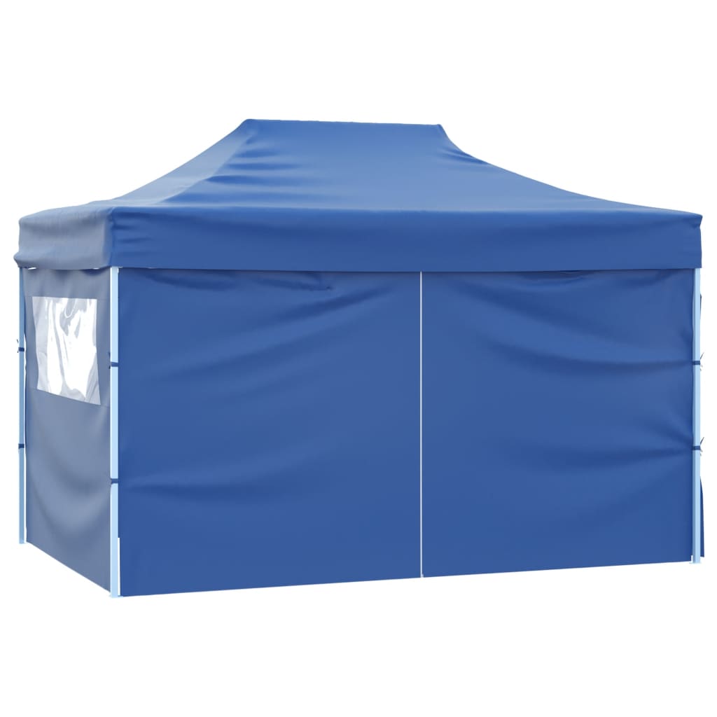 Foldable Tent Pop-Up with 4 Side Walls 3x4.5 m Blue