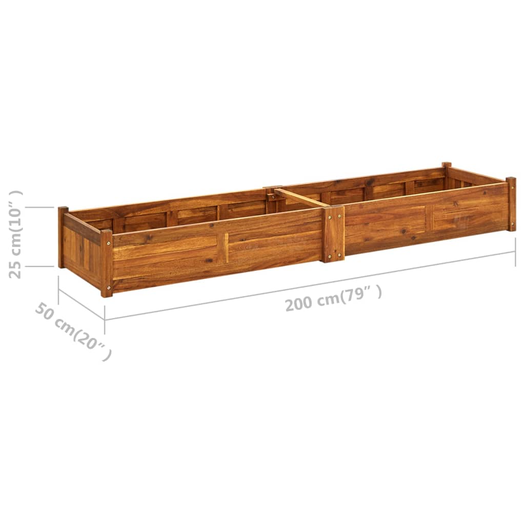 Garden Raised Bed Acacia Wood 200x50x25 cm